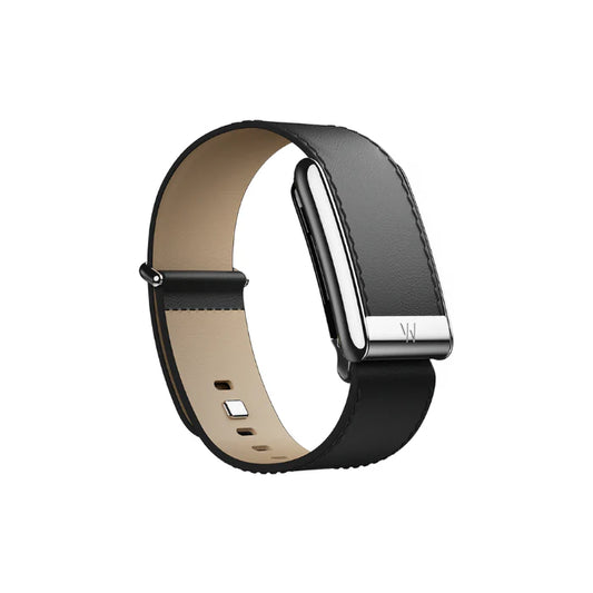 5.0 LeatherLuxe Straight Band | Black/Cream with Chrome Silver